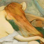 La toilette naissance de l'intime Wladyslaw Slewinski femme peignant ses cheveux