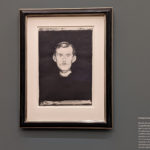 Photo de l'Autoportrait au bras de squelette d'Evard Munch à l'exposition Munch du musée d'Orsay en décembre 2022