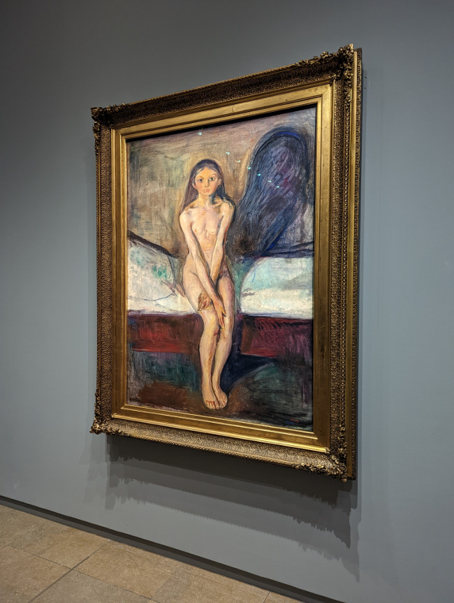 Photo du tableau Puberté d'Evard Munch à l'expo Munch au musée d'Orsay en décembre 2022