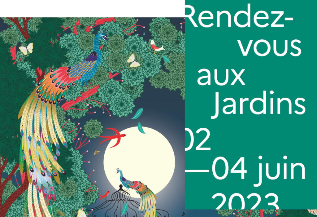 Affiche de la vingtième édition de Rendez-vous aux jardins du 2 au 4 juin 2023